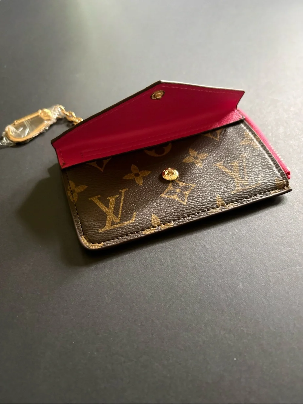 Fashion Brown Pink Multi Print Coin Wallet Keychain Holder